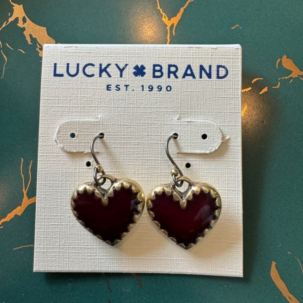 Lucky Brand Red Heart Earrings